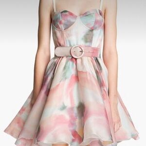 Alice and Olivia rainbow flare bustier floral cocktail dress size 6